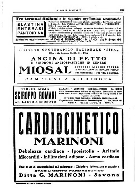 Le forze sanitarie organo ufficiale del Sindacato nazionale fascista dei medici e degli ordini dei medici