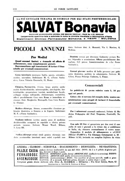 Le forze sanitarie organo ufficiale del Sindacato nazionale fascista dei medici e degli ordini dei medici