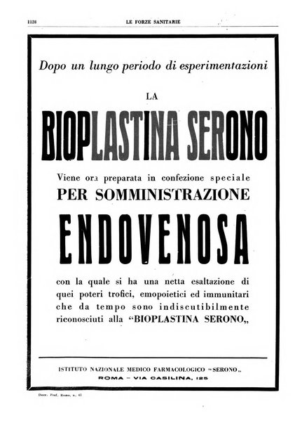 Le forze sanitarie organo ufficiale del Sindacato nazionale fascista dei medici e degli ordini dei medici