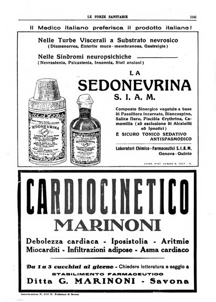 Le forze sanitarie organo ufficiale del Sindacato nazionale fascista dei medici e degli ordini dei medici