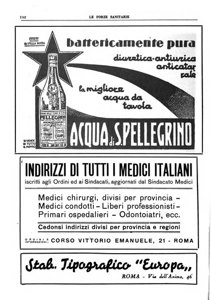 Le forze sanitarie organo ufficiale del Sindacato nazionale fascista dei medici e degli ordini dei medici