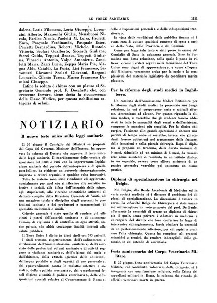 Le forze sanitarie organo ufficiale del Sindacato nazionale fascista dei medici e degli ordini dei medici