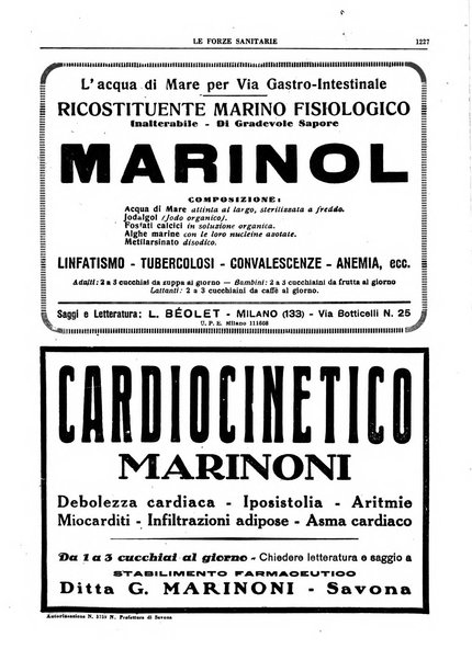 Le forze sanitarie organo ufficiale del Sindacato nazionale fascista dei medici e degli ordini dei medici