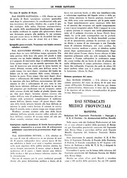 Le forze sanitarie organo ufficiale del Sindacato nazionale fascista dei medici e degli ordini dei medici