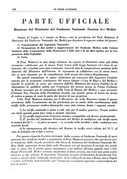 Le forze sanitarie organo ufficiale del Sindacato nazionale fascista dei medici e degli ordini dei medici