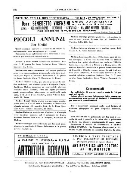 Le forze sanitarie organo ufficiale del Sindacato nazionale fascista dei medici e degli ordini dei medici