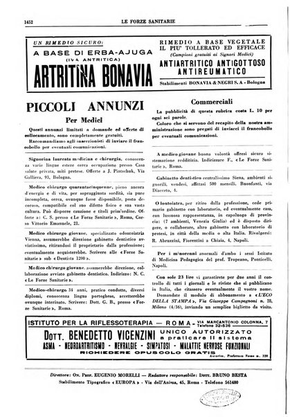 Le forze sanitarie organo ufficiale del Sindacato nazionale fascista dei medici e degli ordini dei medici