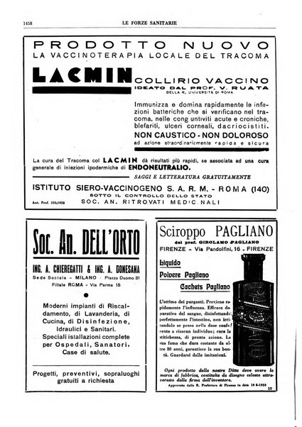 Le forze sanitarie organo ufficiale del Sindacato nazionale fascista dei medici e degli ordini dei medici