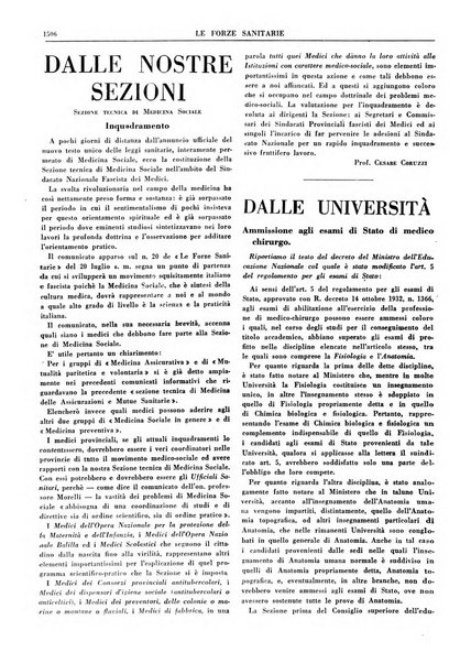 Le forze sanitarie organo ufficiale del Sindacato nazionale fascista dei medici e degli ordini dei medici