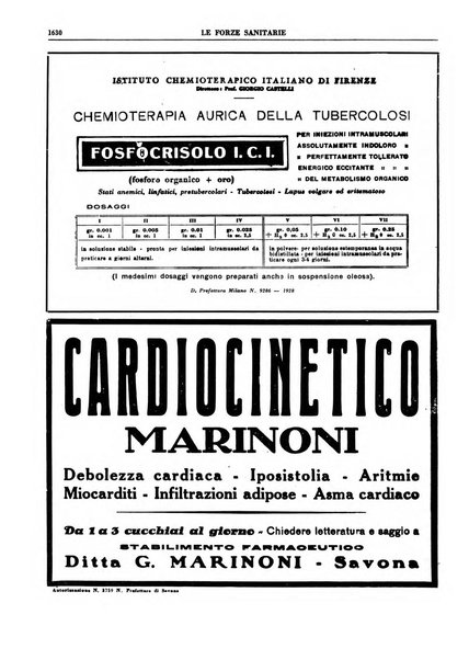 Le forze sanitarie organo ufficiale del Sindacato nazionale fascista dei medici e degli ordini dei medici