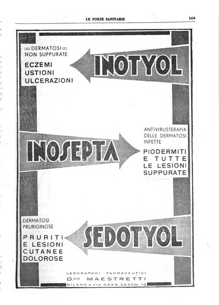 Le forze sanitarie organo ufficiale del Sindacato nazionale fascista dei medici e degli ordini dei medici