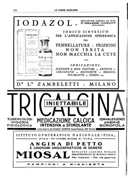 Le forze sanitarie organo ufficiale del Sindacato nazionale fascista dei medici e degli ordini dei medici