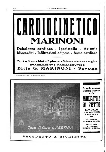 Le forze sanitarie organo ufficiale del Sindacato nazionale fascista dei medici e degli ordini dei medici