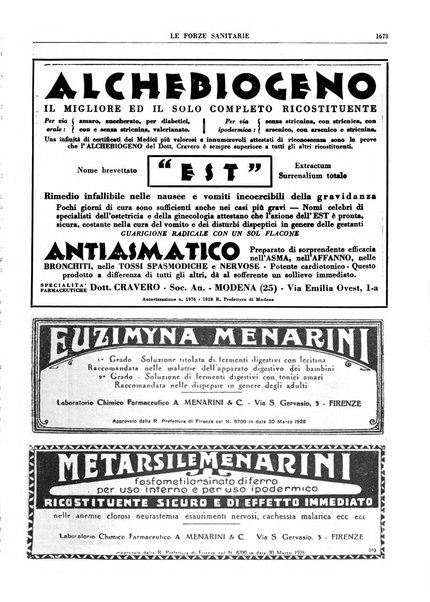 Le forze sanitarie organo ufficiale del Sindacato nazionale fascista dei medici e degli ordini dei medici