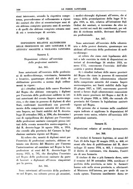 Le forze sanitarie organo ufficiale del Sindacato nazionale fascista dei medici e degli ordini dei medici