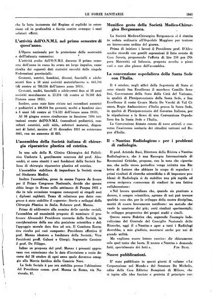 Le forze sanitarie organo ufficiale del Sindacato nazionale fascista dei medici e degli ordini dei medici