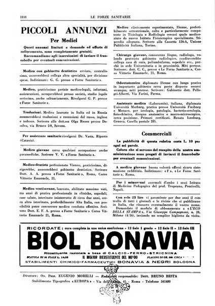 Le forze sanitarie organo ufficiale del Sindacato nazionale fascista dei medici e degli ordini dei medici