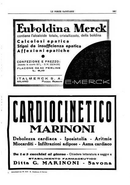 Le forze sanitarie organo ufficiale del Sindacato nazionale fascista dei medici e degli ordini dei medici