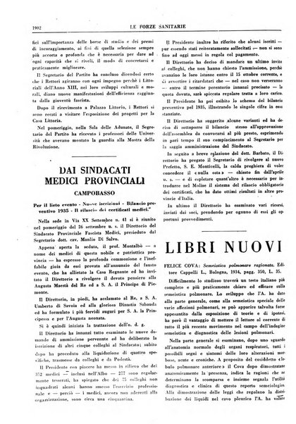 Le forze sanitarie organo ufficiale del Sindacato nazionale fascista dei medici e degli ordini dei medici