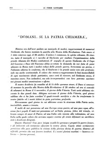 Le forze sanitarie organo ufficiale del Sindacato nazionale fascista dei medici e degli ordini dei medici