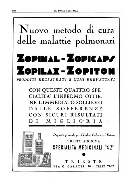 Le forze sanitarie organo ufficiale del Sindacato nazionale fascista dei medici e degli ordini dei medici