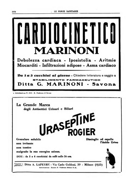 Le forze sanitarie organo ufficiale del Sindacato nazionale fascista dei medici e degli ordini dei medici