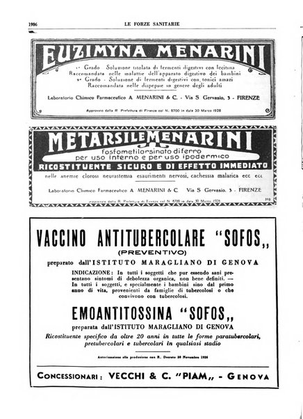 Le forze sanitarie organo ufficiale del Sindacato nazionale fascista dei medici e degli ordini dei medici