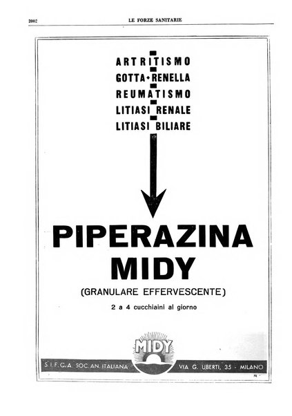 Le forze sanitarie organo ufficiale del Sindacato nazionale fascista dei medici e degli ordini dei medici