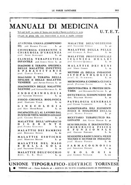 Le forze sanitarie organo ufficiale del Sindacato nazionale fascista dei medici e degli ordini dei medici