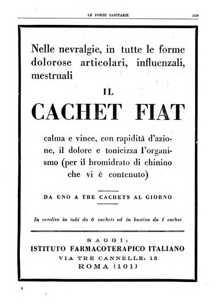 Le forze sanitarie organo ufficiale del Sindacato nazionale fascista dei medici e degli ordini dei medici