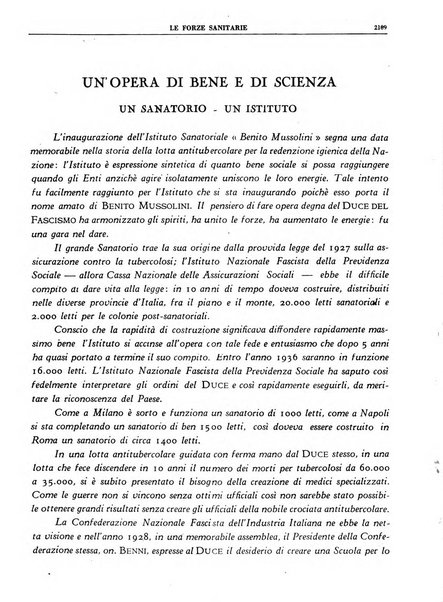 Le forze sanitarie organo ufficiale del Sindacato nazionale fascista dei medici e degli ordini dei medici