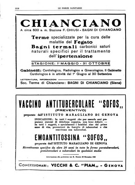 Le forze sanitarie organo ufficiale del Sindacato nazionale fascista dei medici e degli ordini dei medici