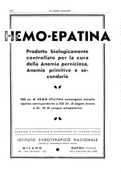 Le forze sanitarie organo ufficiale del Sindacato nazionale fascista dei medici e degli ordini dei medici