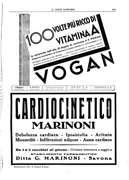 Le forze sanitarie organo ufficiale del Sindacato nazionale fascista dei medici e degli ordini dei medici