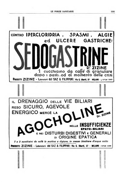 Le forze sanitarie organo ufficiale del Sindacato nazionale fascista dei medici e degli ordini dei medici