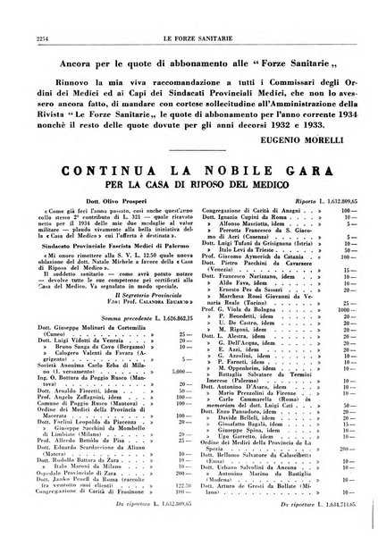 Le forze sanitarie organo ufficiale del Sindacato nazionale fascista dei medici e degli ordini dei medici