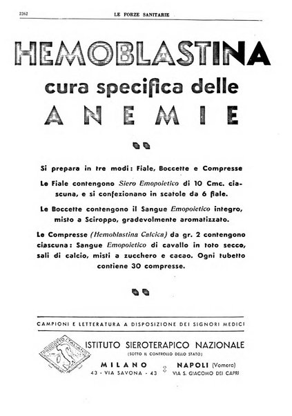 Le forze sanitarie organo ufficiale del Sindacato nazionale fascista dei medici e degli ordini dei medici