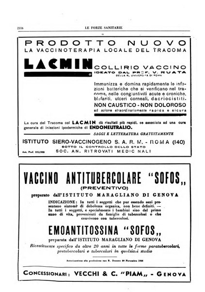 Le forze sanitarie organo ufficiale del Sindacato nazionale fascista dei medici e degli ordini dei medici