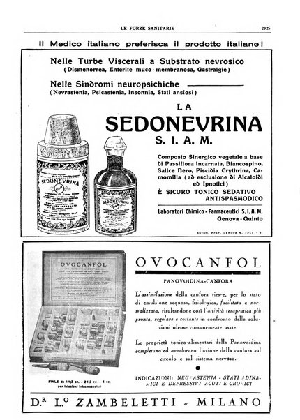 Le forze sanitarie organo ufficiale del Sindacato nazionale fascista dei medici e degli ordini dei medici