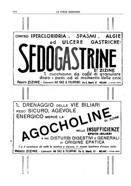 Le forze sanitarie organo ufficiale del Sindacato nazionale fascista dei medici e degli ordini dei medici