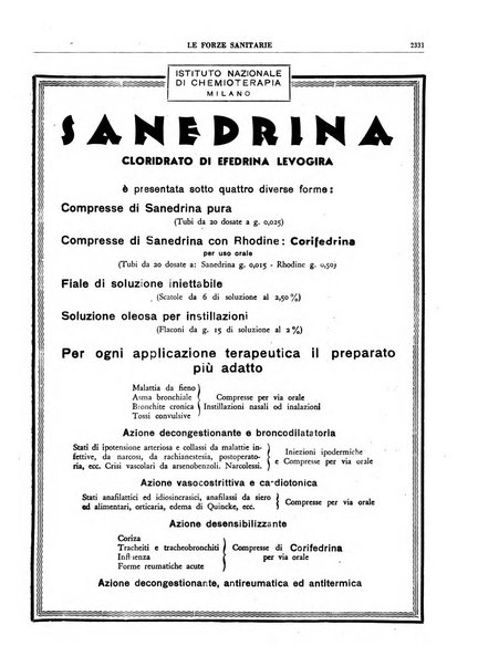 Le forze sanitarie organo ufficiale del Sindacato nazionale fascista dei medici e degli ordini dei medici