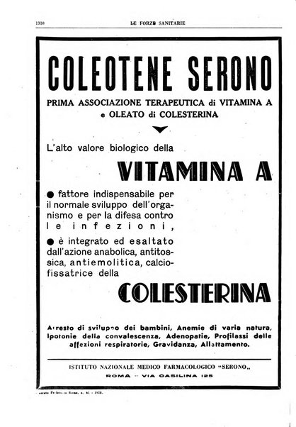 Le forze sanitarie organo ufficiale del Sindacato nazionale fascista dei medici e degli ordini dei medici