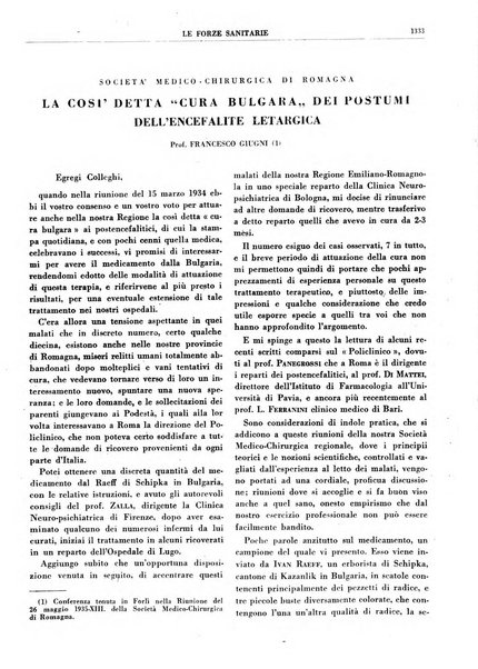 Le forze sanitarie organo ufficiale del Sindacato nazionale fascista dei medici e degli ordini dei medici