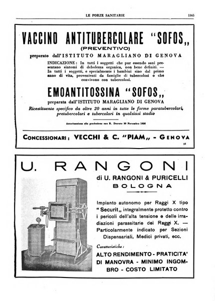 Le forze sanitarie organo ufficiale del Sindacato nazionale fascista dei medici e degli ordini dei medici