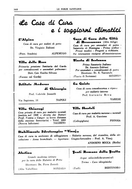 Le forze sanitarie organo ufficiale del Sindacato nazionale fascista dei medici e degli ordini dei medici