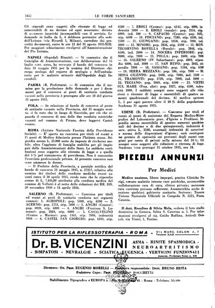 Le forze sanitarie organo ufficiale del Sindacato nazionale fascista dei medici e degli ordini dei medici