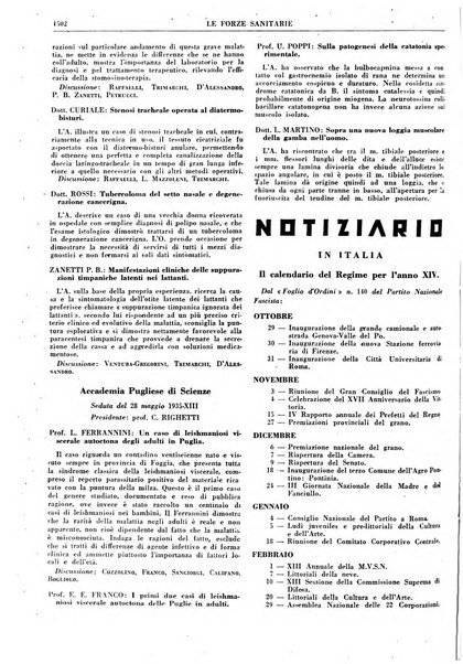 Le forze sanitarie organo ufficiale del Sindacato nazionale fascista dei medici e degli ordini dei medici