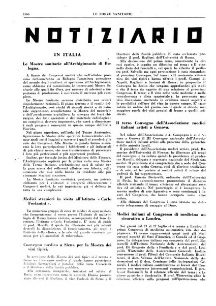 Le forze sanitarie organo ufficiale del Sindacato nazionale fascista dei medici e degli ordini dei medici