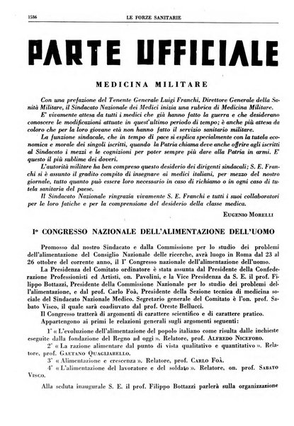 Le forze sanitarie organo ufficiale del Sindacato nazionale fascista dei medici e degli ordini dei medici