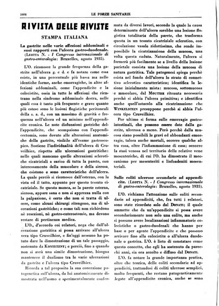 Le forze sanitarie organo ufficiale del Sindacato nazionale fascista dei medici e degli ordini dei medici